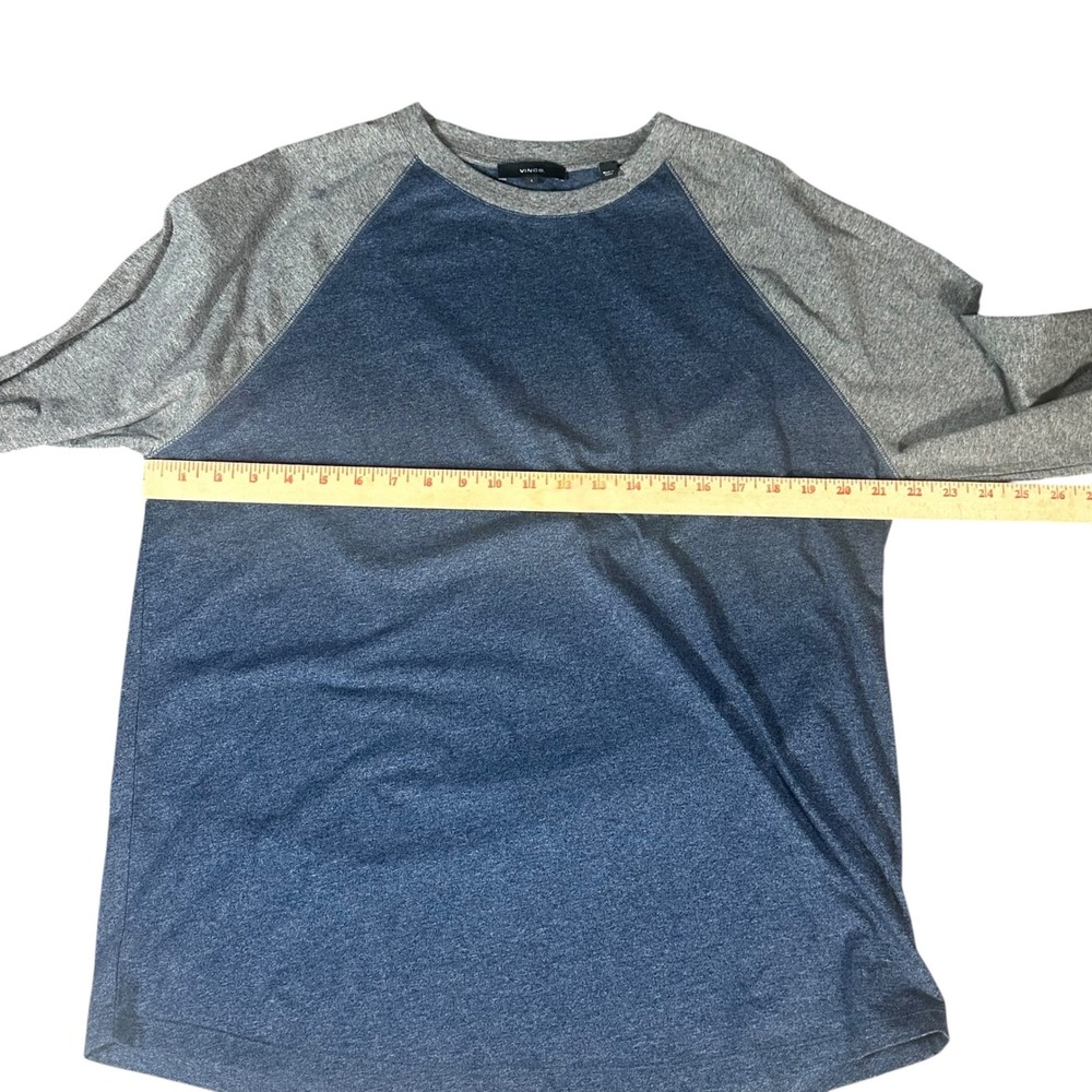 Vince Raglan Long Sleeve Baseball T-Shirt Mens Large Blue Grey Cotton M57999834 - Picture 5 of 9